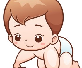 Baby playing with toy car vector illustration vector