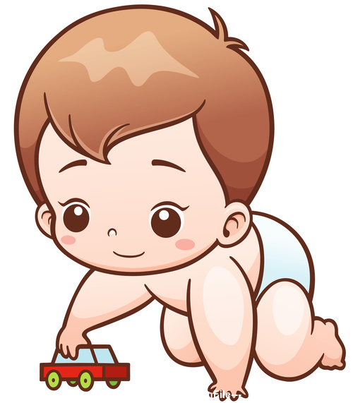 Baby playing with toy car vector illustration vector free download