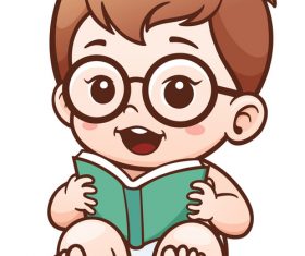 Baby reading a book vector illustration vector