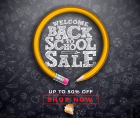 Back to school and student supplies sales design vector