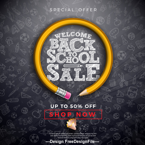 Back to school and student supplies sales design vector