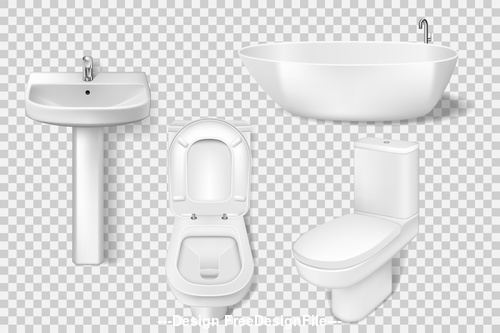 Bathroom supplies toilet bathtub etc vector