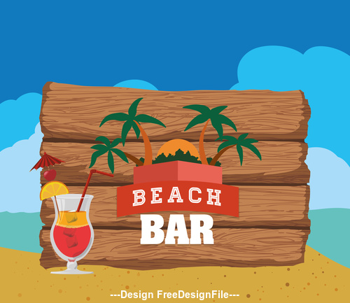 Beach bar billboard vector