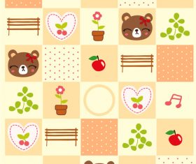 Bear and flower background pattern vector