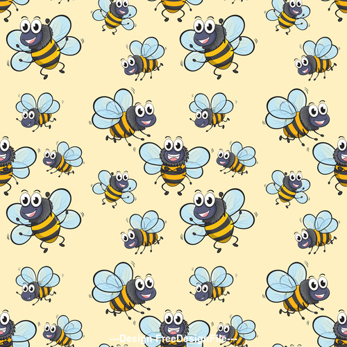 Bee cartoon background pattern vector