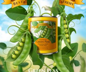 Best petits pois peas fresh ads poster vector illustration