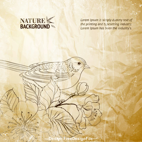 Bird and flower background pattern vector