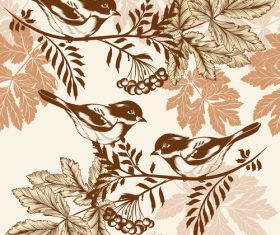Bird on embroidery tree vector