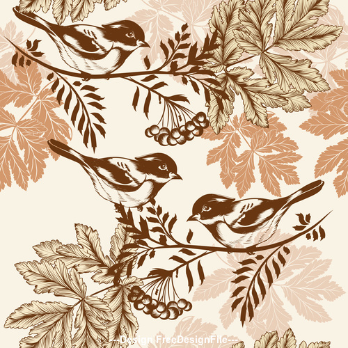 Bird on embroidery tree vector