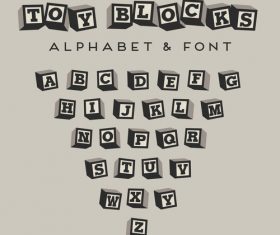 Black and white blocks alphabet Vector