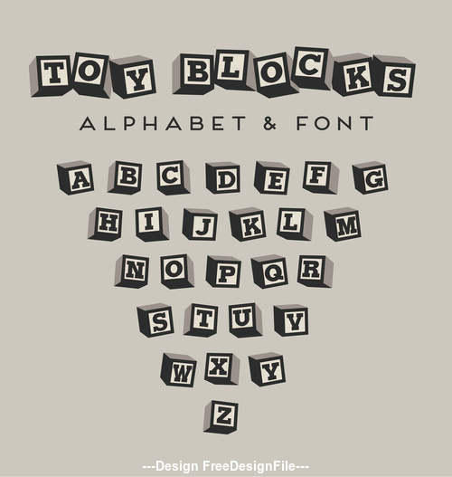 Black and white blocks alphabet Vector