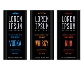 Black background Liquor labels vector