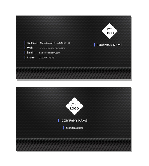 Black background business card design vector
