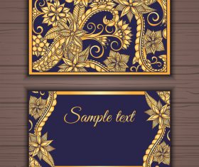 Black background floral ornamental business card vector