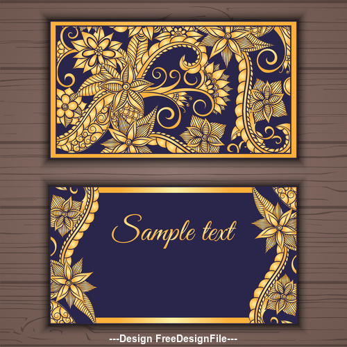 Black background floral ornamental business card vector free download
