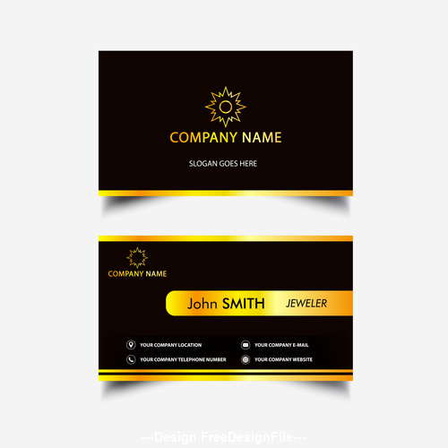 Black background gold horizontal bar business card design vector