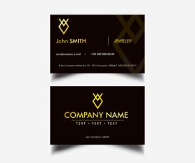 Black background golden font business card design vector