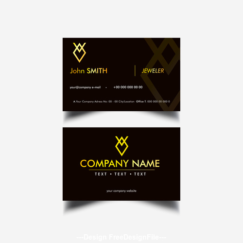 Black background golden font business card design vector