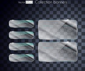 Black background white glass banners vector
