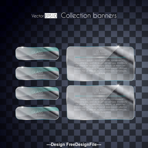 Black background white glass banners vector