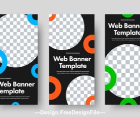 Black background white round web banners vector