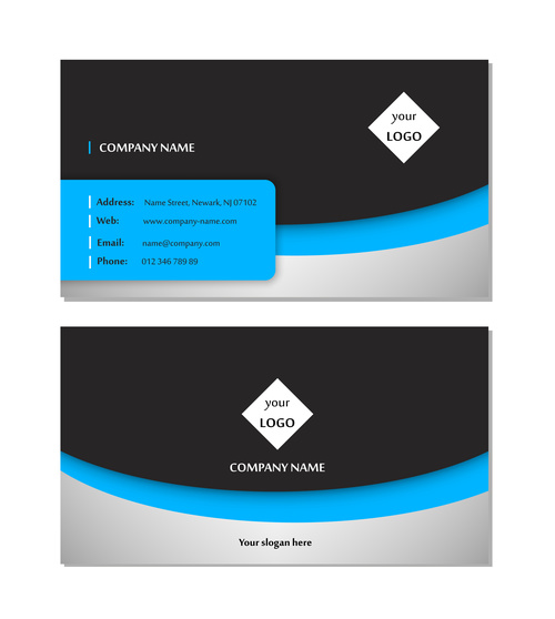 Blue and black graphic business card design vector