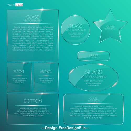 Blue background glass banners vector