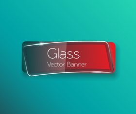 Blue background red glass banner vector