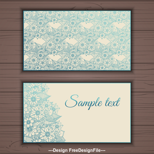 Blue floral ornamental business card vector