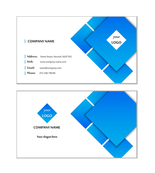 Blue geometric graphic card design vector