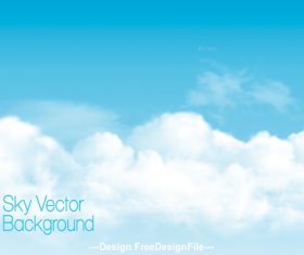 Blue sky background with white transparent clouds vector