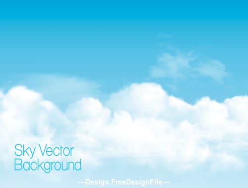 Blue sky background with white transparent clouds vector