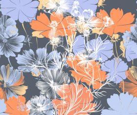Bright floral embroidery pattern vector
