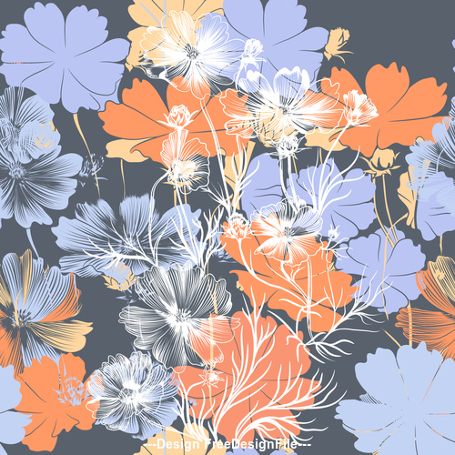 Bright floral embroidery pattern vector