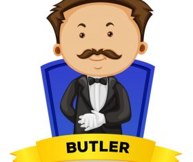 Butler cartoon illustration vector