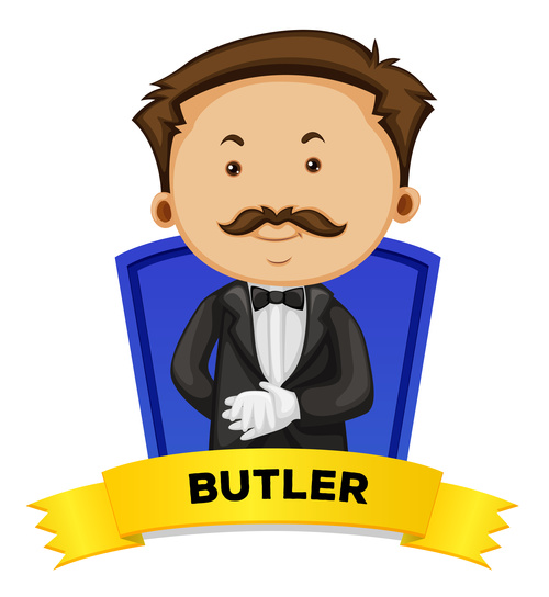 Butler cartoon illustration vector