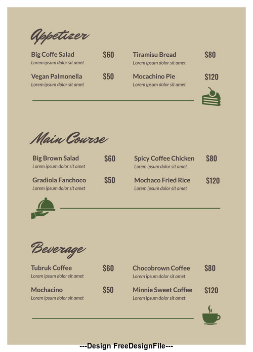 Cafe menu vector