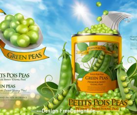 Canned peas ads poster vector illustration
