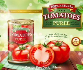 Canned tomato puree ads vector