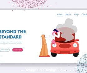 Car radiator reaches boiling point flat banner vector