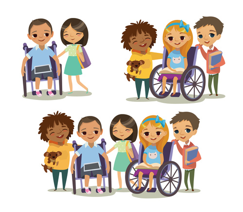 Caring for disabled children vector
