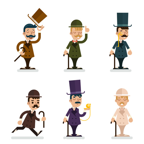 Cartoon Victorian Gentleman vector 01 free download