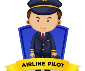 Cartoon airline pilot illustration vector