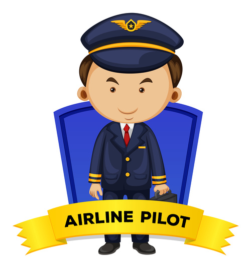Cartoon airline pilot illustration vector free download