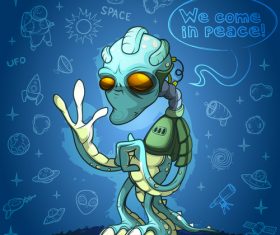 Cartoon alien illustration vector 01