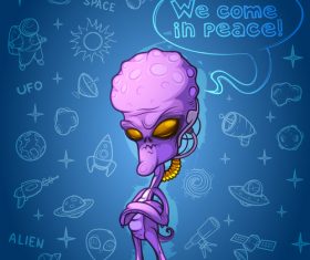 Cartoon alien illustration vector 03