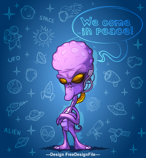 Cartoon alien illustration vector 03 free download