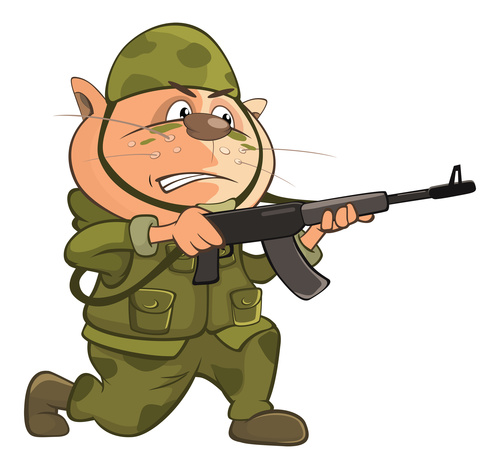 Cartoon animal soldier vector