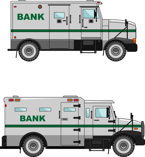 Cartoon bank cash transport car illustration vector