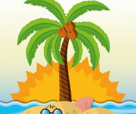 Cartoon beach coconut tree vector